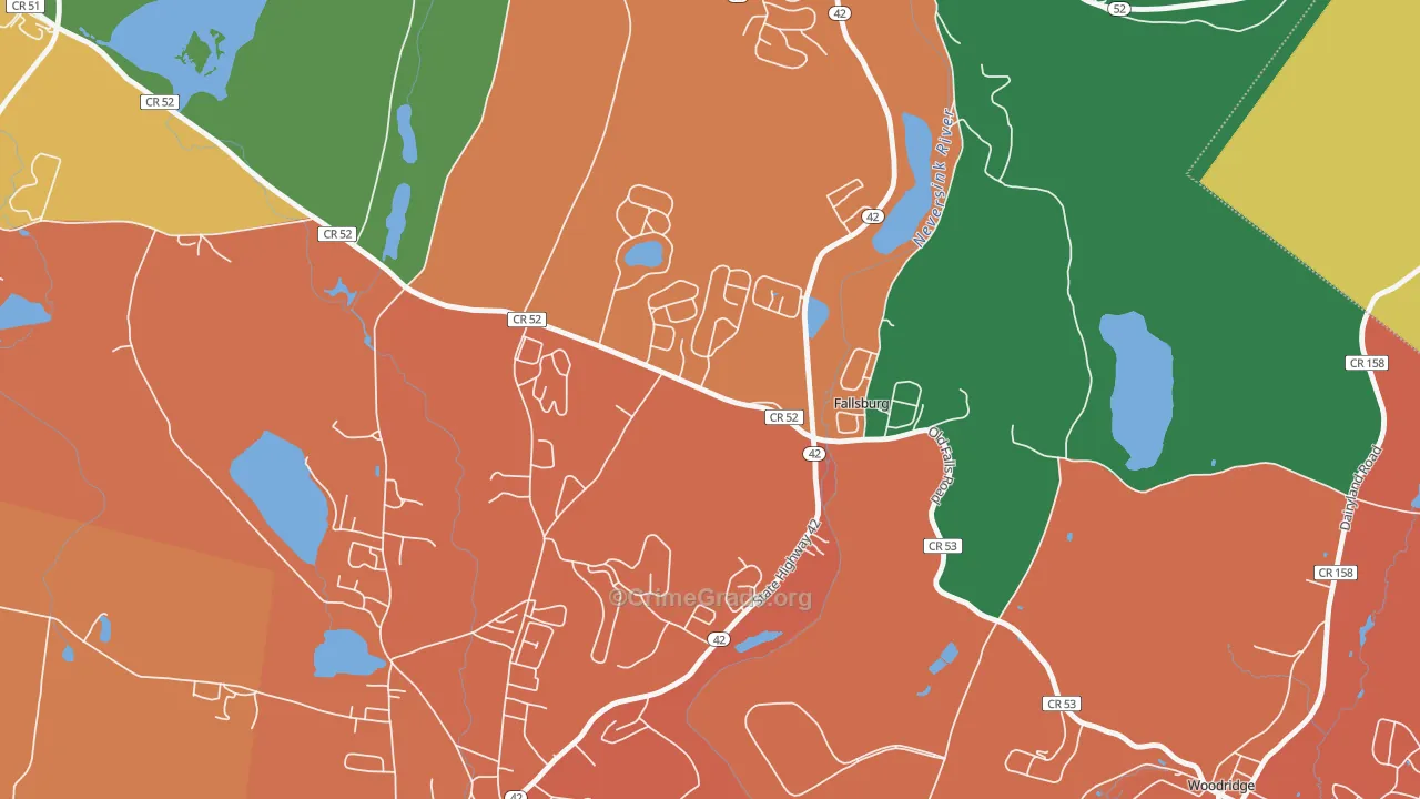 Fallsburg, NY Map of Theft Rates