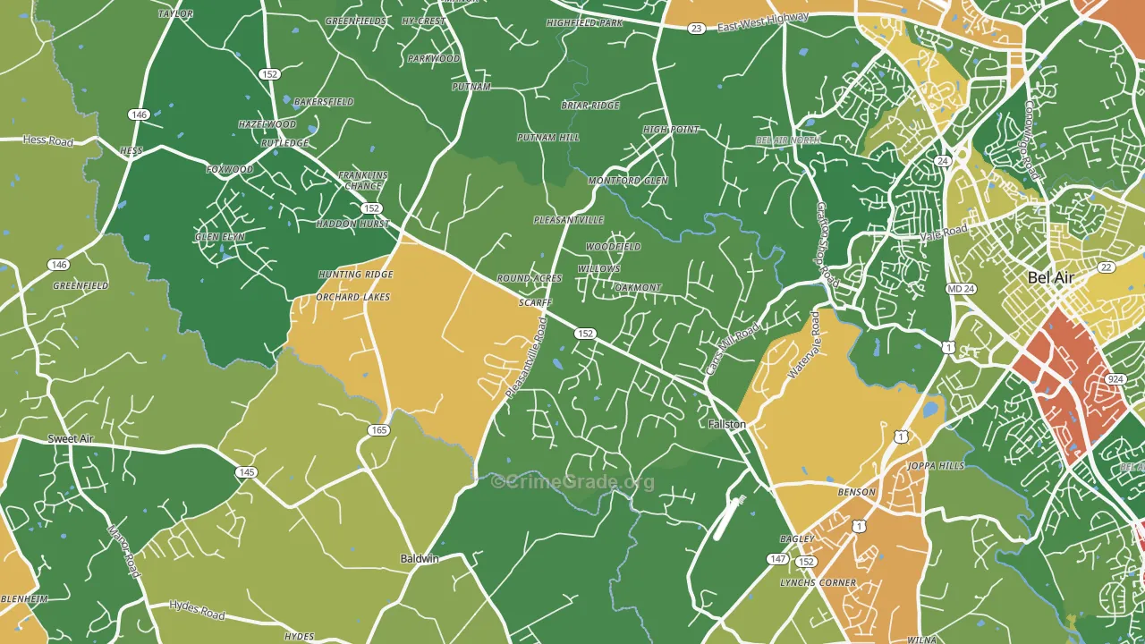 Fallston, MD Map of Theft Rates