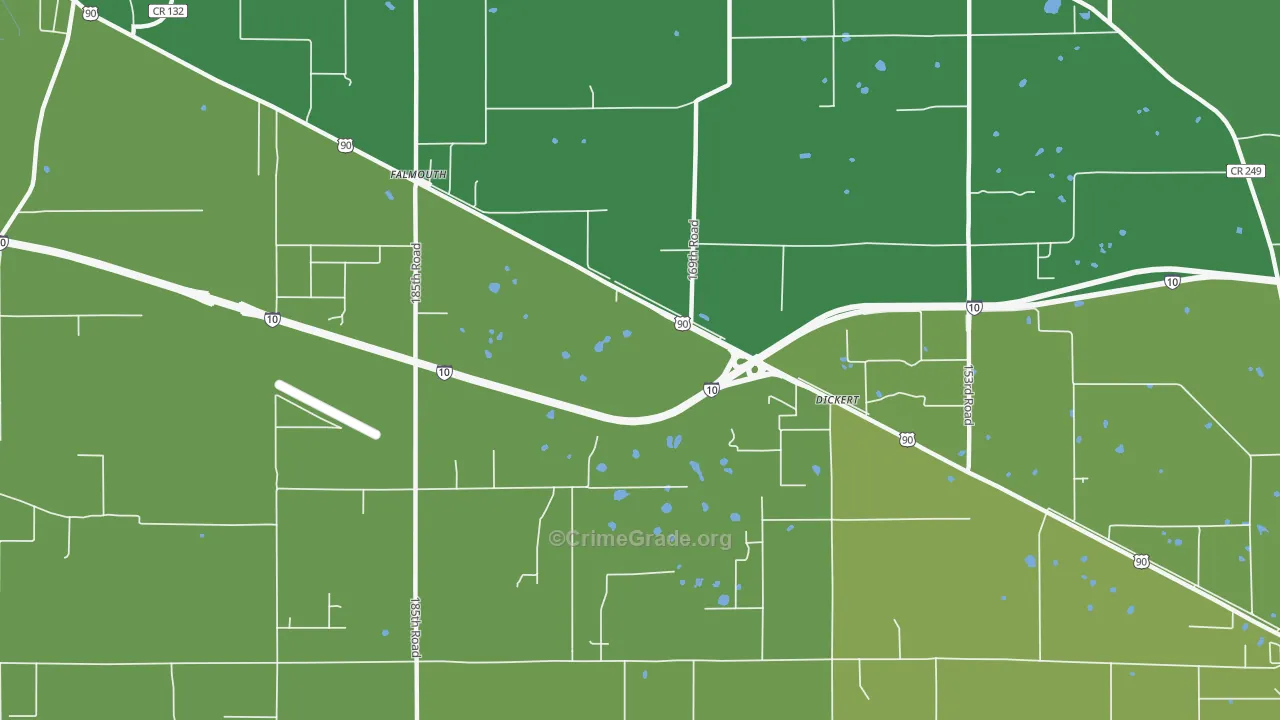 Falmouth, FL Map of Theft Rates