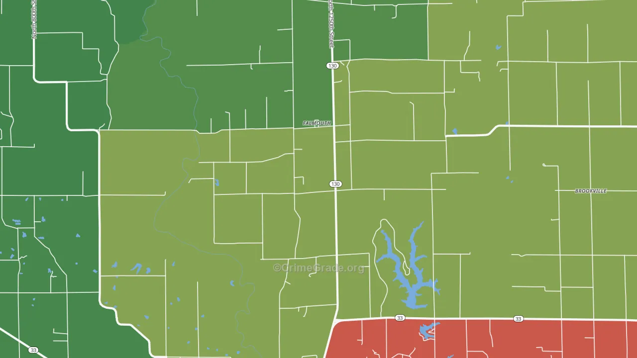 Falmouth, IL Map of Theft Rates