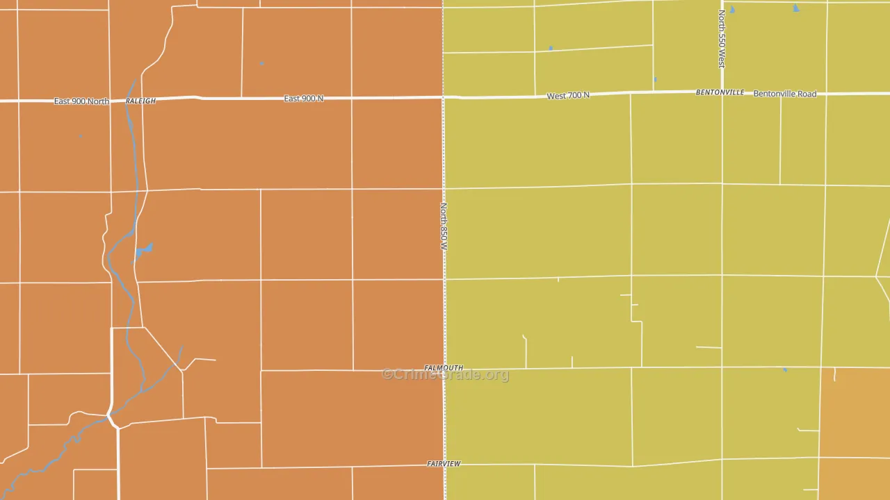 Falmouth, IN Map of Theft Rates