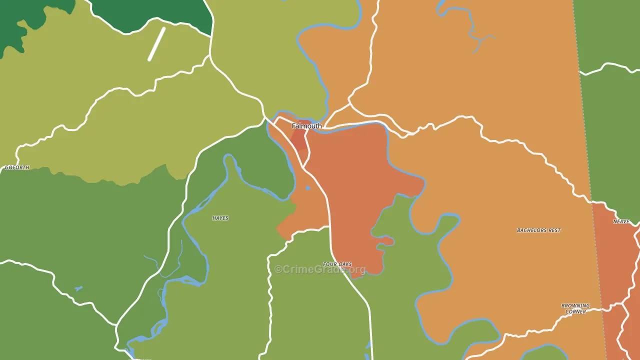 Falmouth, KY Map of Theft Rates