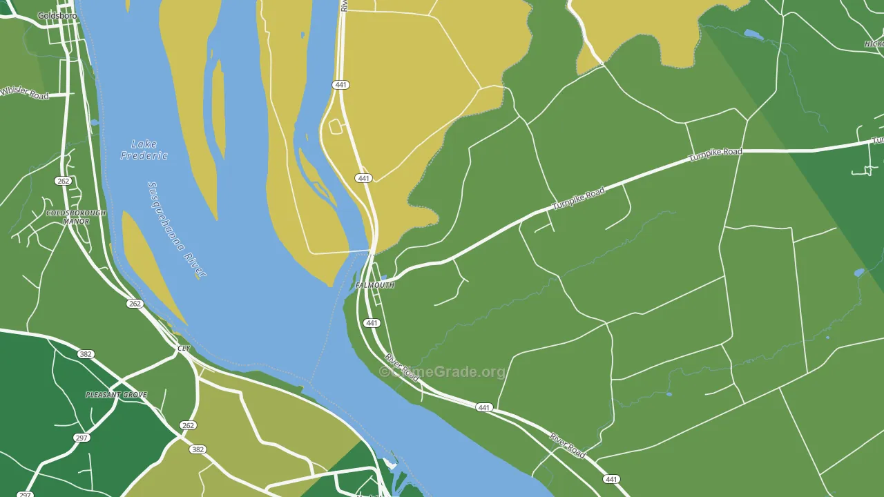 Falmouth, PA Map of Theft Rates