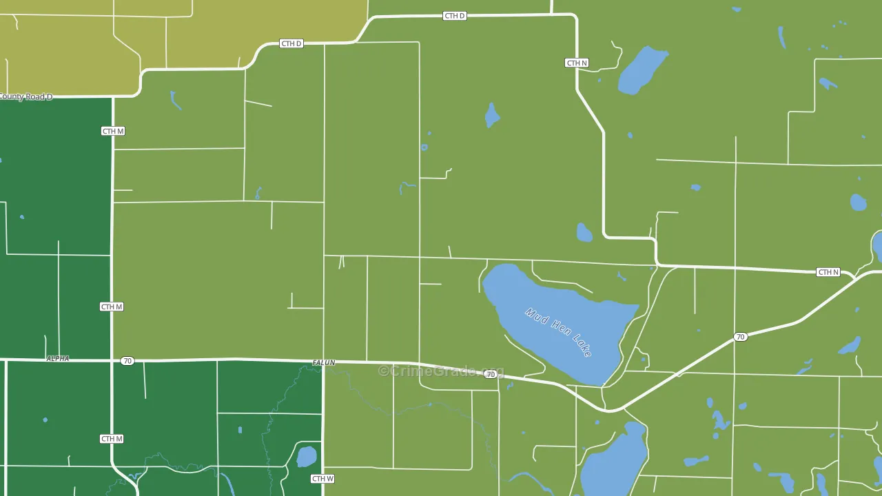 Falun, WI Map of Theft Rates
