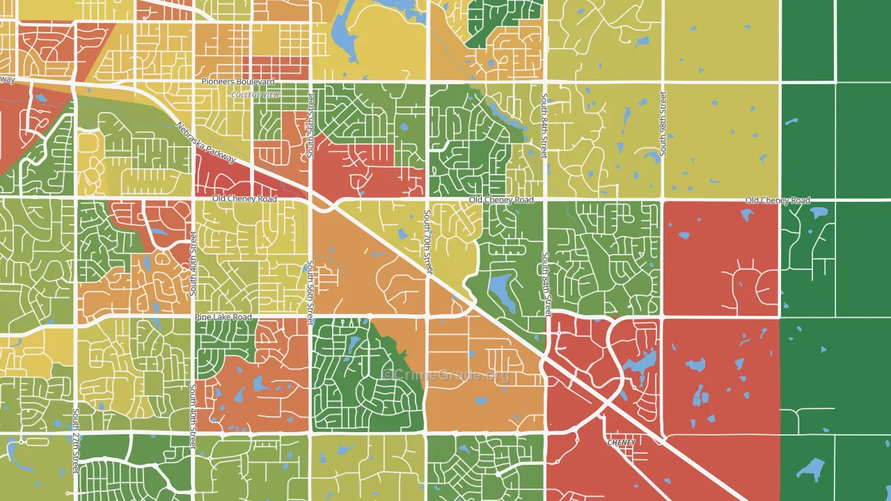 Family Acres, Lincoln, NE Map of Theft Rates