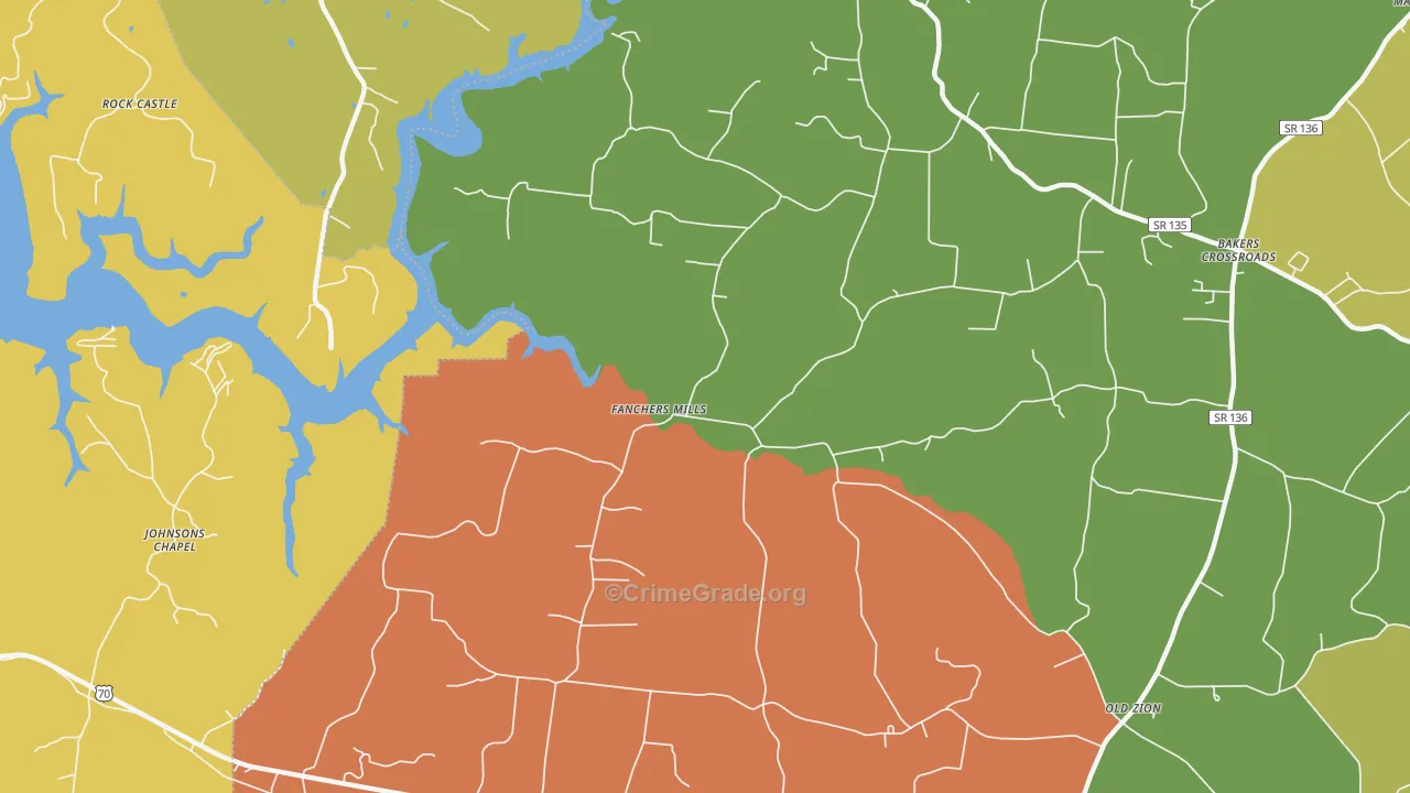 Fanchers Mills, TN Map of Theft Rates