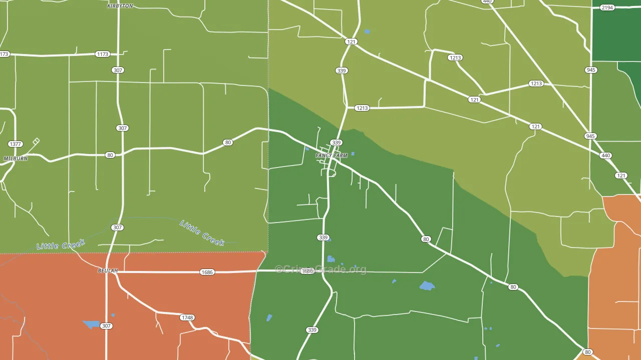 Fancy Farm, KY Map of Theft Rates