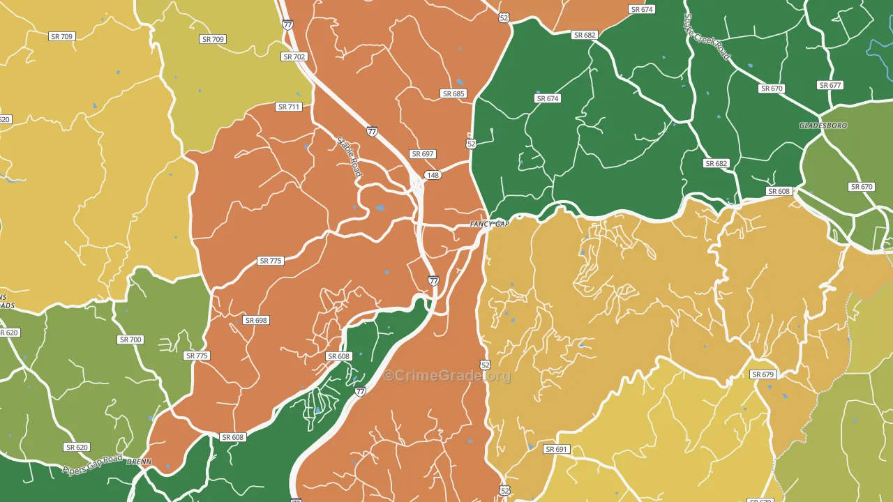 Fancy Gap, VA Map of Theft Rates