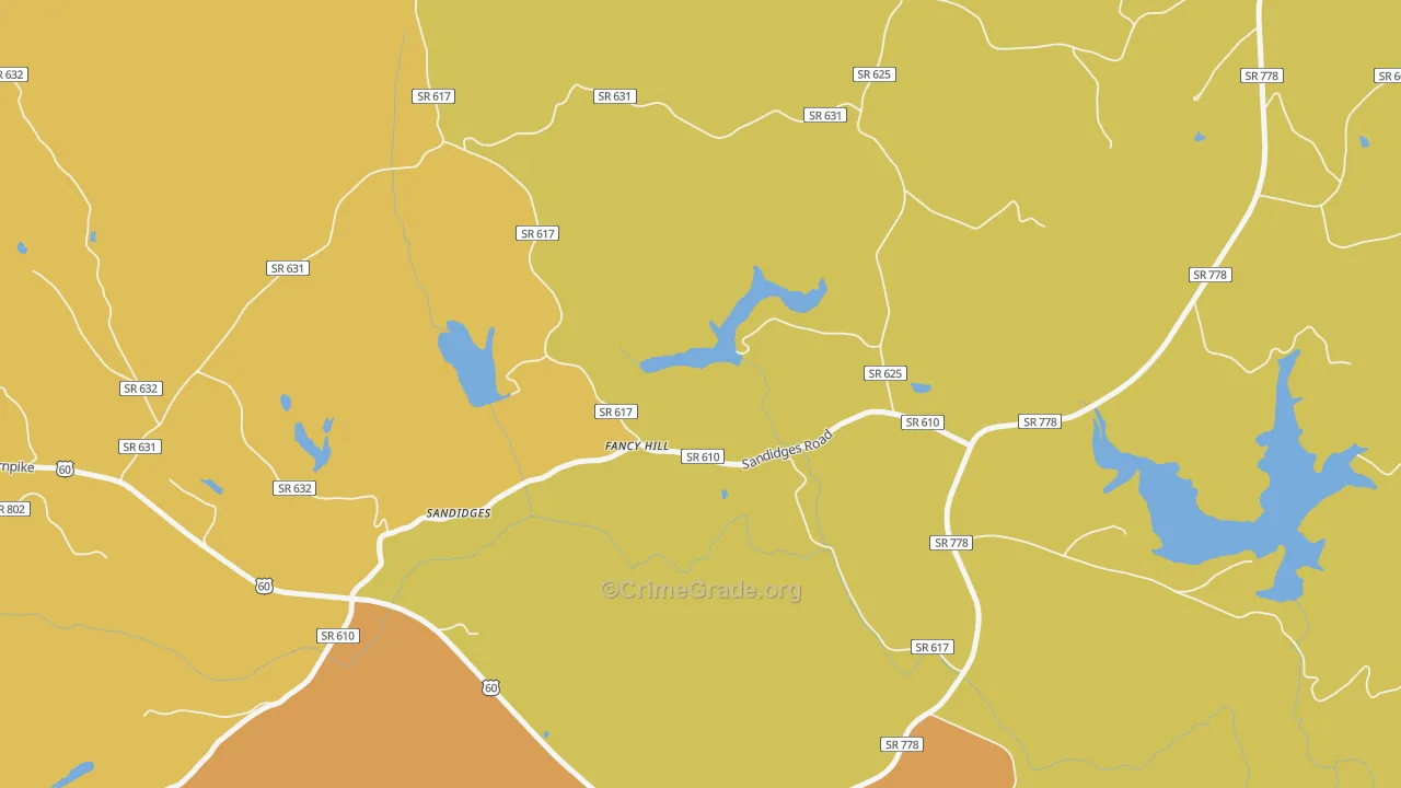 Fancy Hill, VA Map of Theft Rates