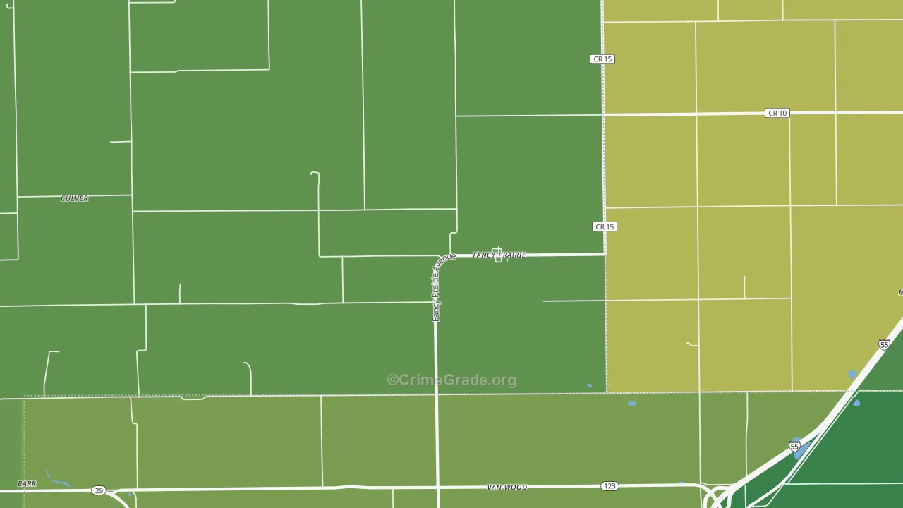 Fancy Prairie, IL Map of Theft Rates