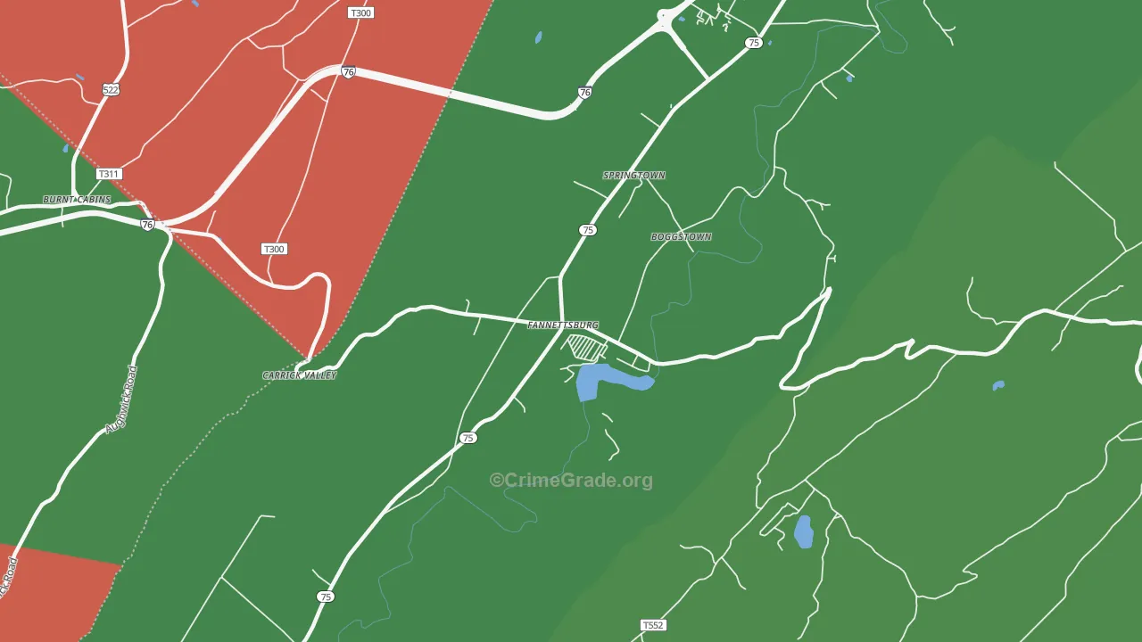 Fannettsburg, PA Map of Theft Rates