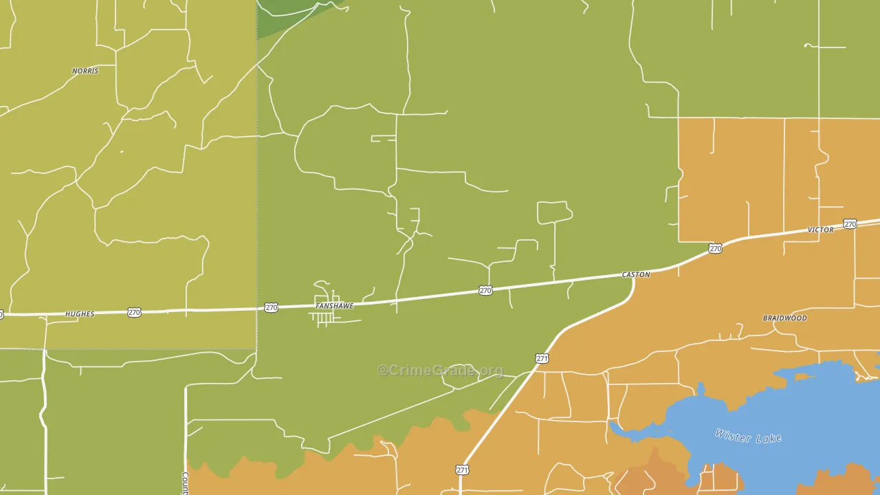Fanshawe, OK Map of Theft Rates
