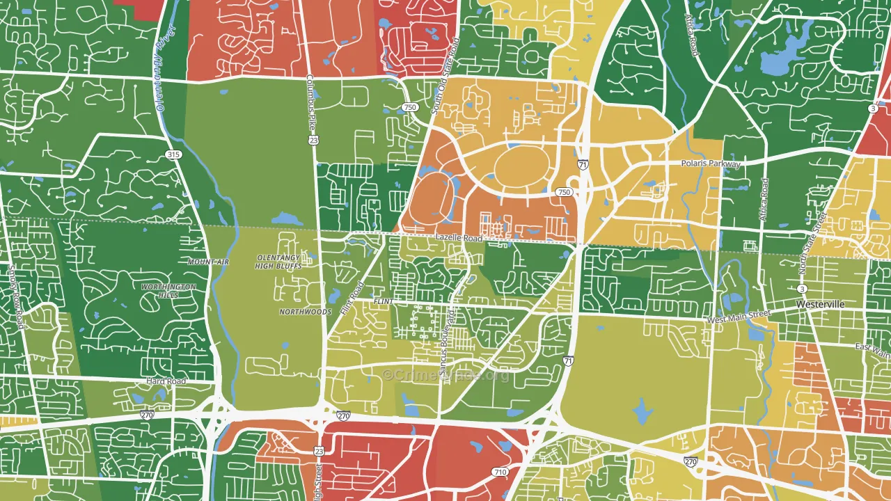 Far North, Columbus, OH Map of Theft Rates