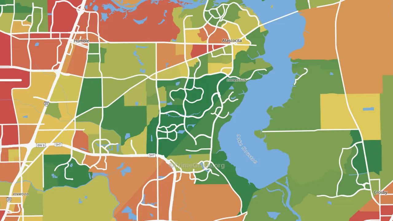 Far Northeast-Houston, Houston, TX Map of Theft Rates
