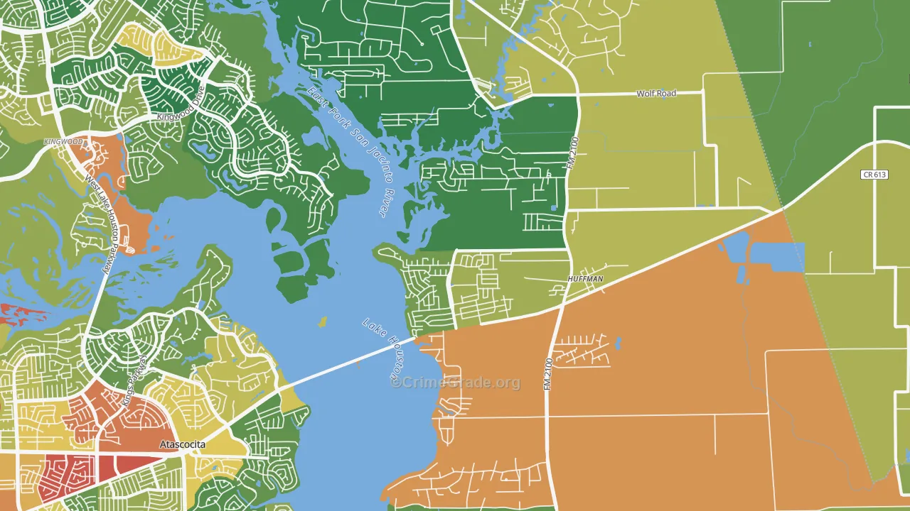 Far Northeast-Huffman, Huffman, TX Map of Theft Rates