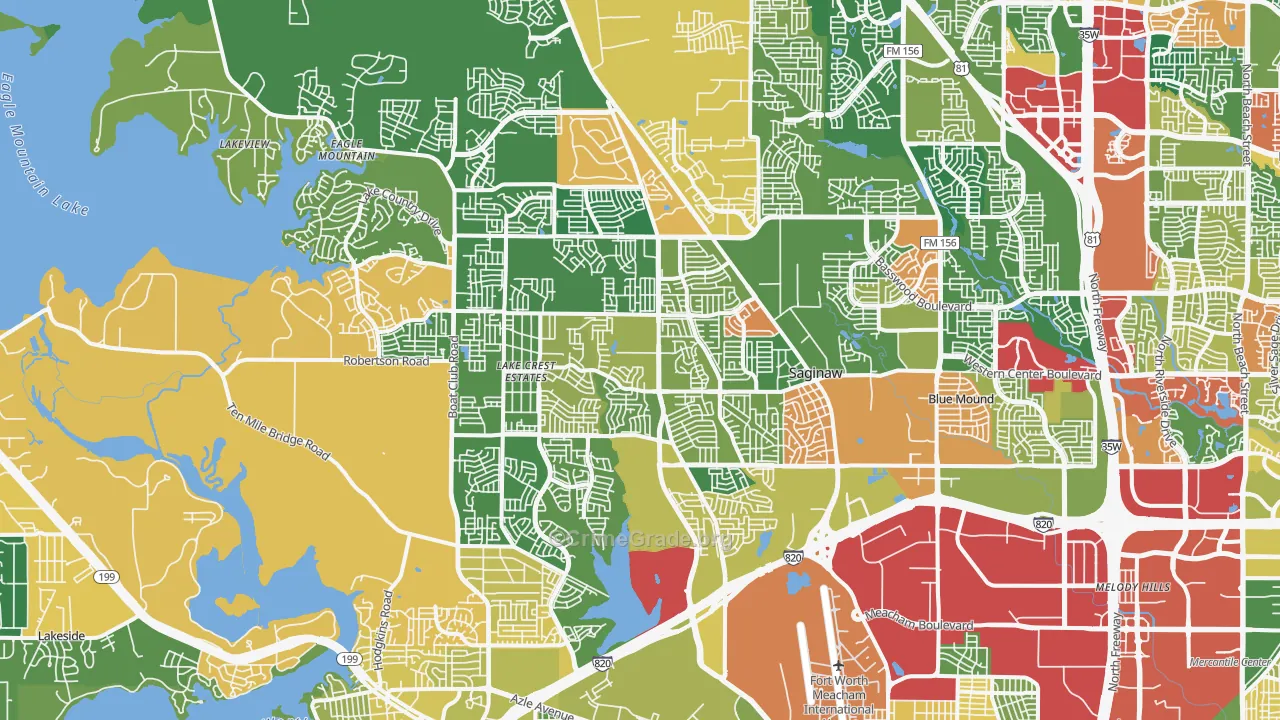Far Northwest, Fort Worth, TX Map of Theft Rates