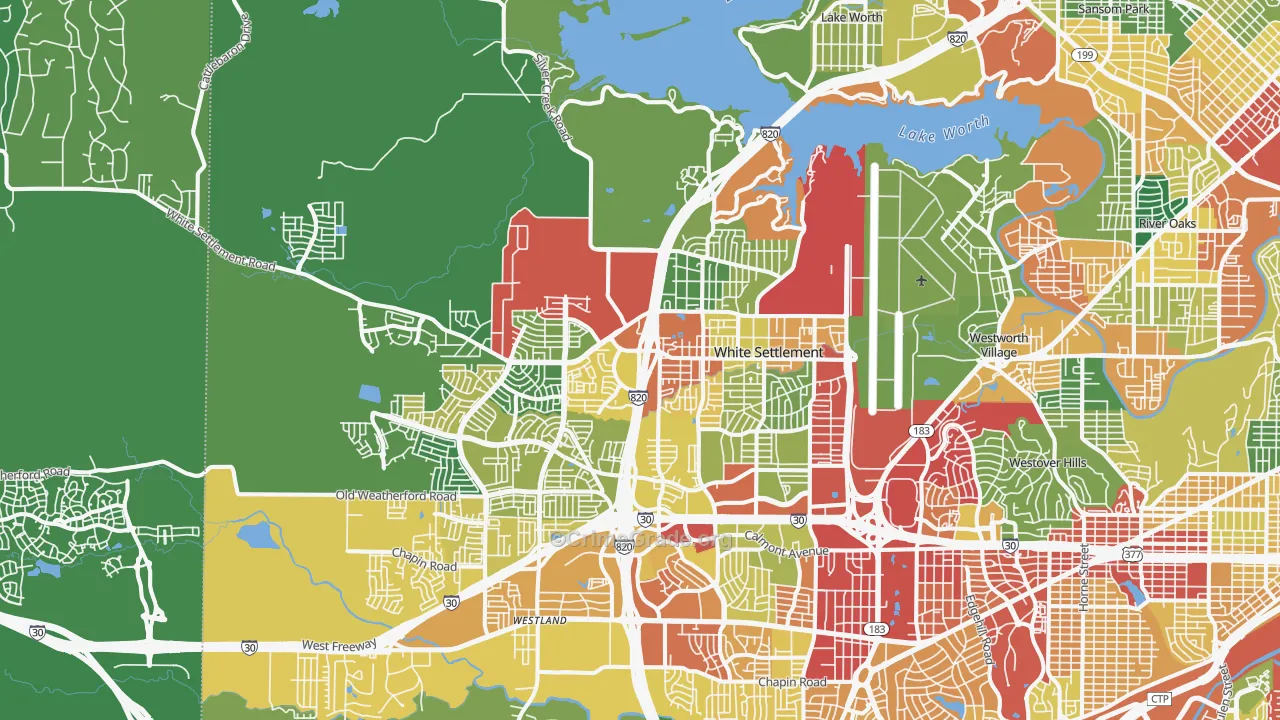Far West, Fort Worth, TX Map of Theft Rates