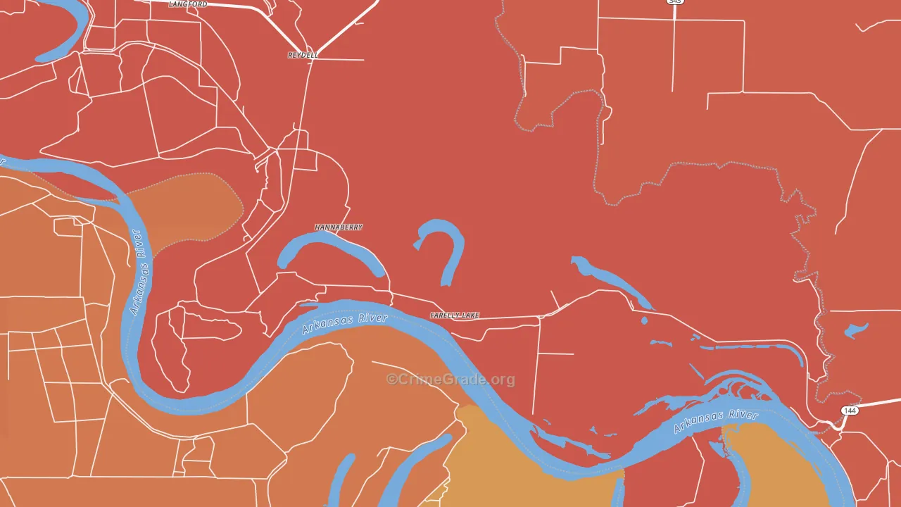 Farelly Lake, AR Map of Theft Rates