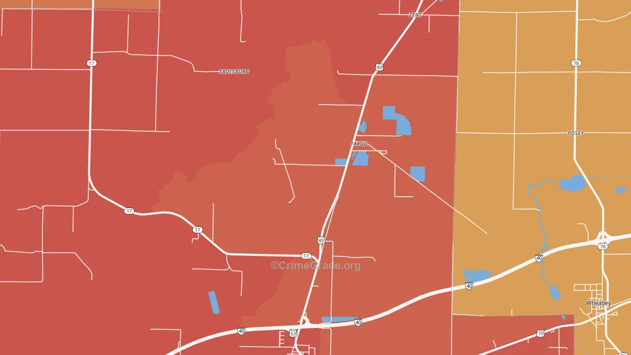 Fargo, AR Map of Theft Rates