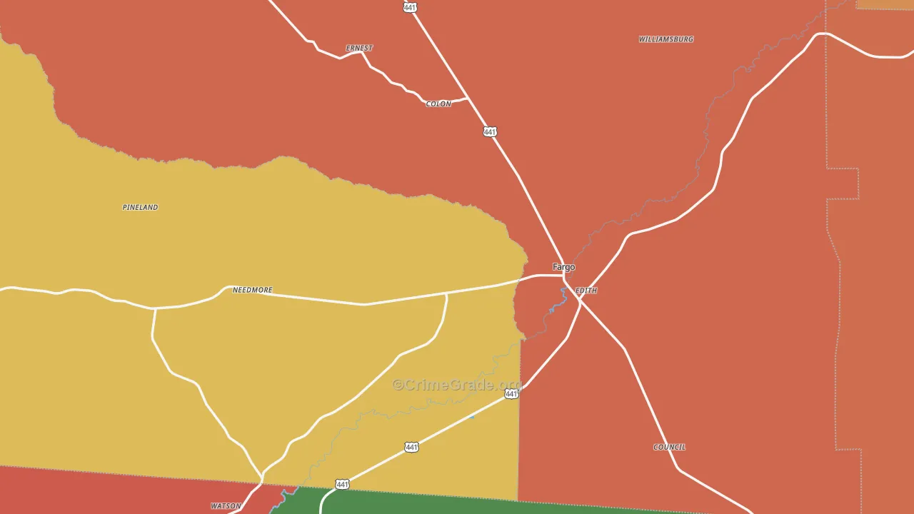 Fargo, GA Map of Theft Rates