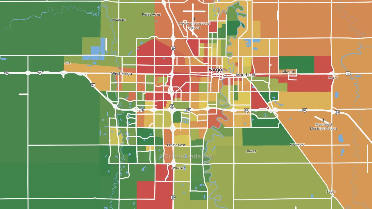 Fargo, ND Map of Theft Rates
