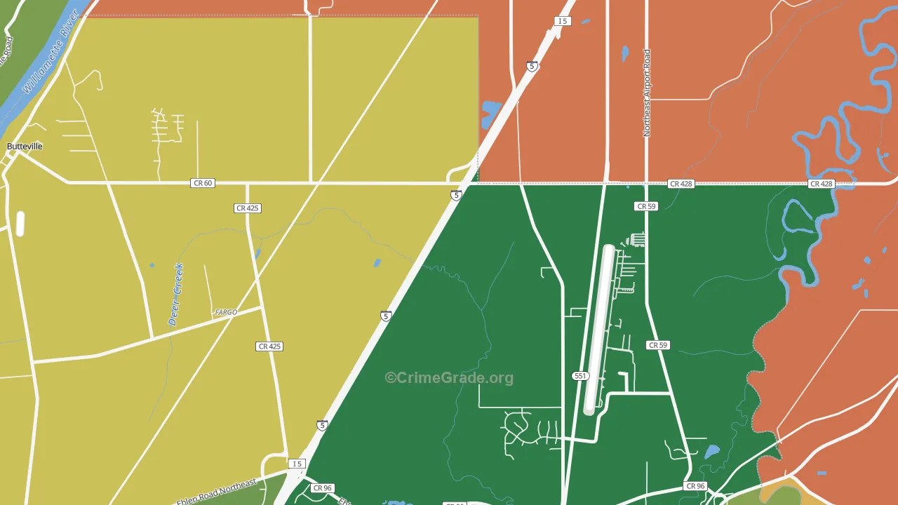 Fargo, OR Map of Theft Rates