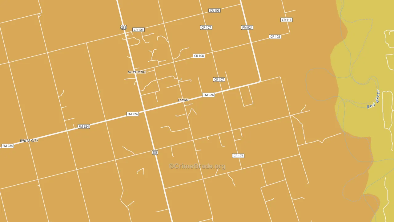 Fargo, TX Map of Theft Rates