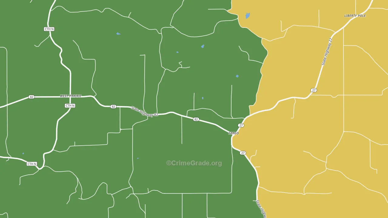 Fargo, WI Map of Theft Rates