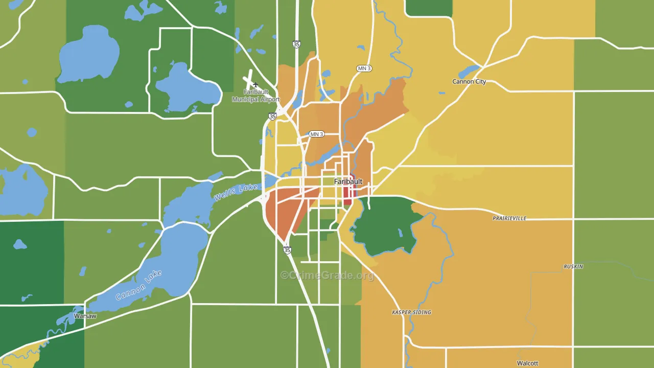 Faribault, MN Map of Theft Rates