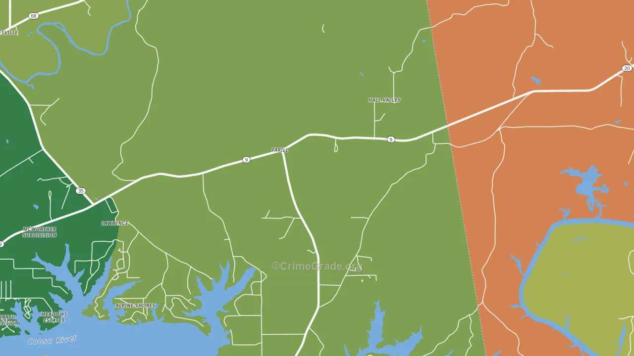 Farill, AL Map of Theft Rates