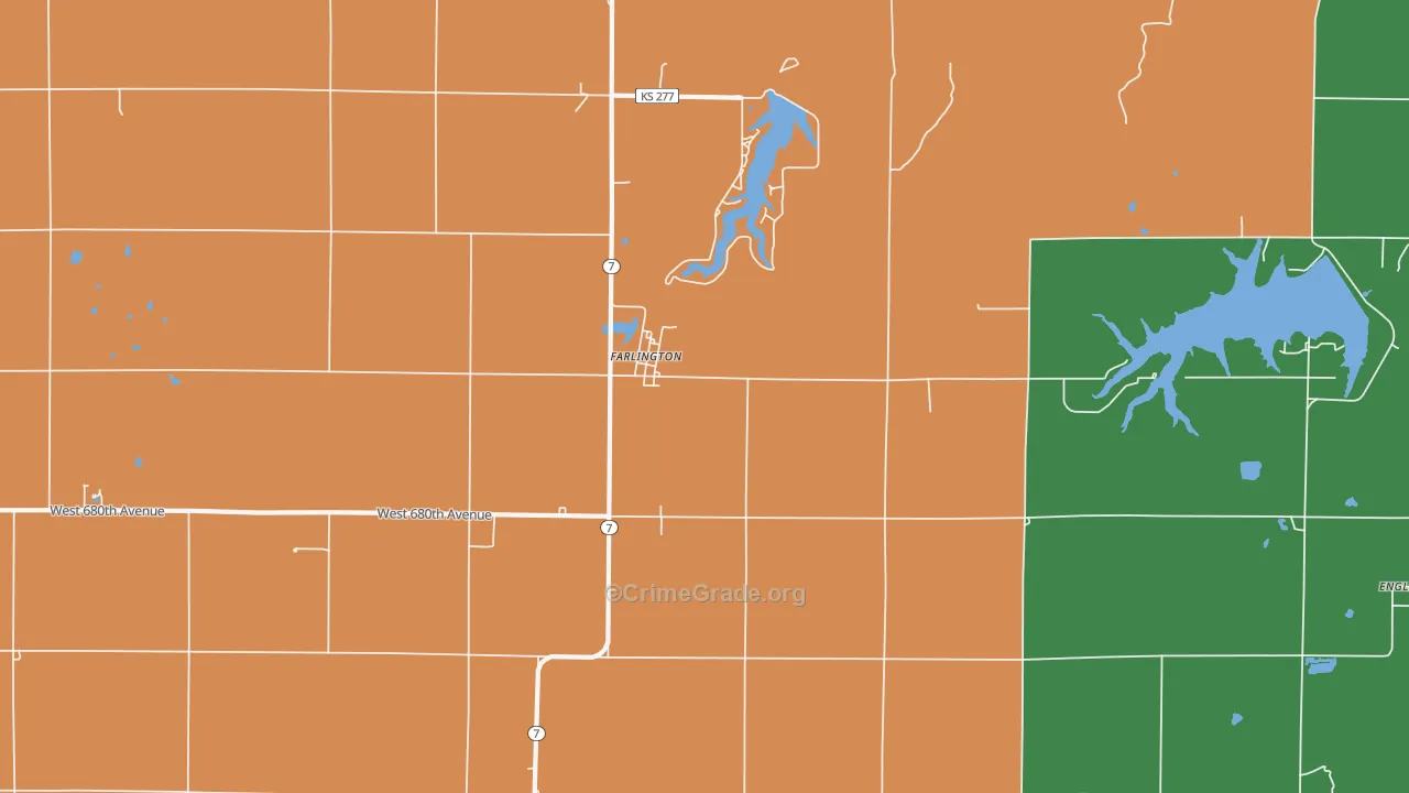 Farlington, KS Map of Theft Rates