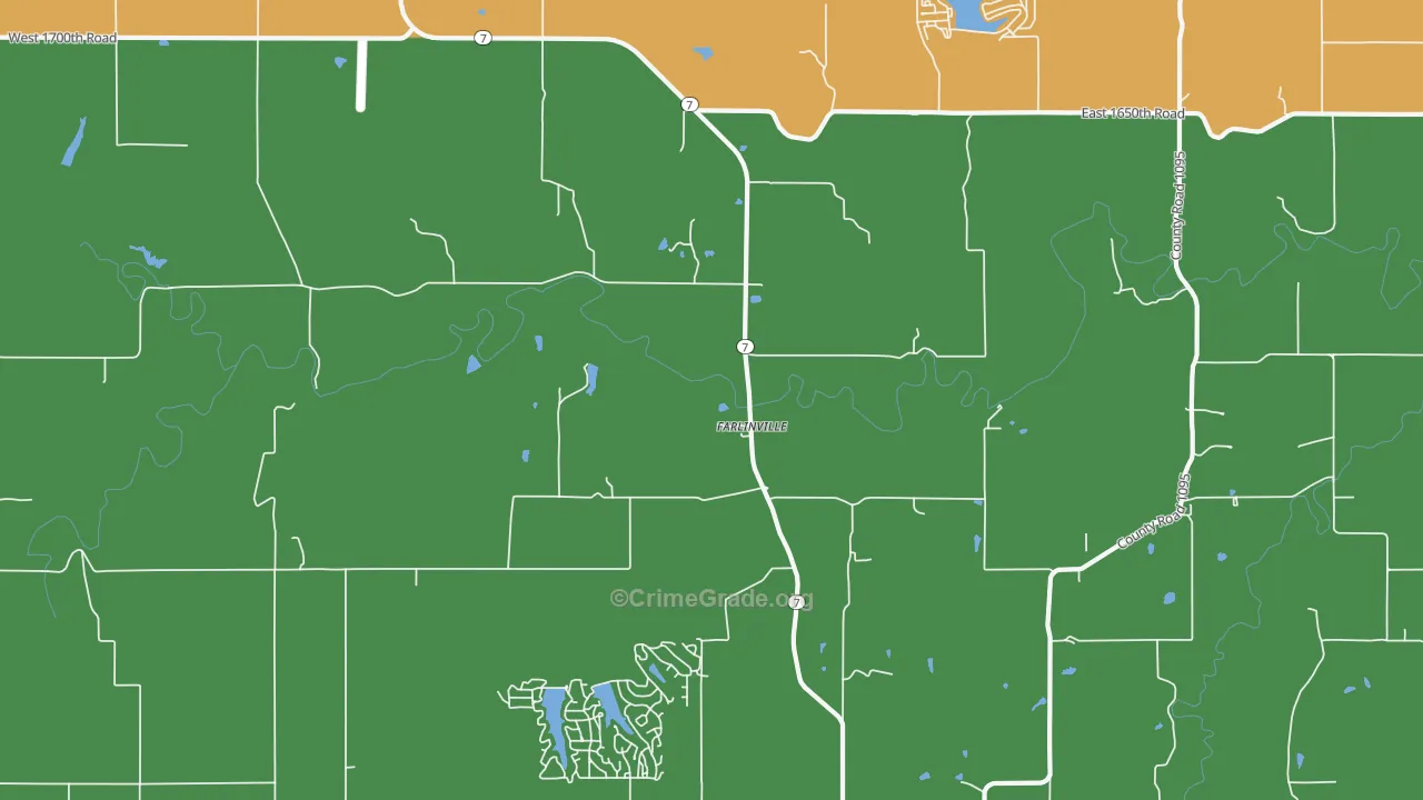 Farlinville, KS Map of Theft Rates