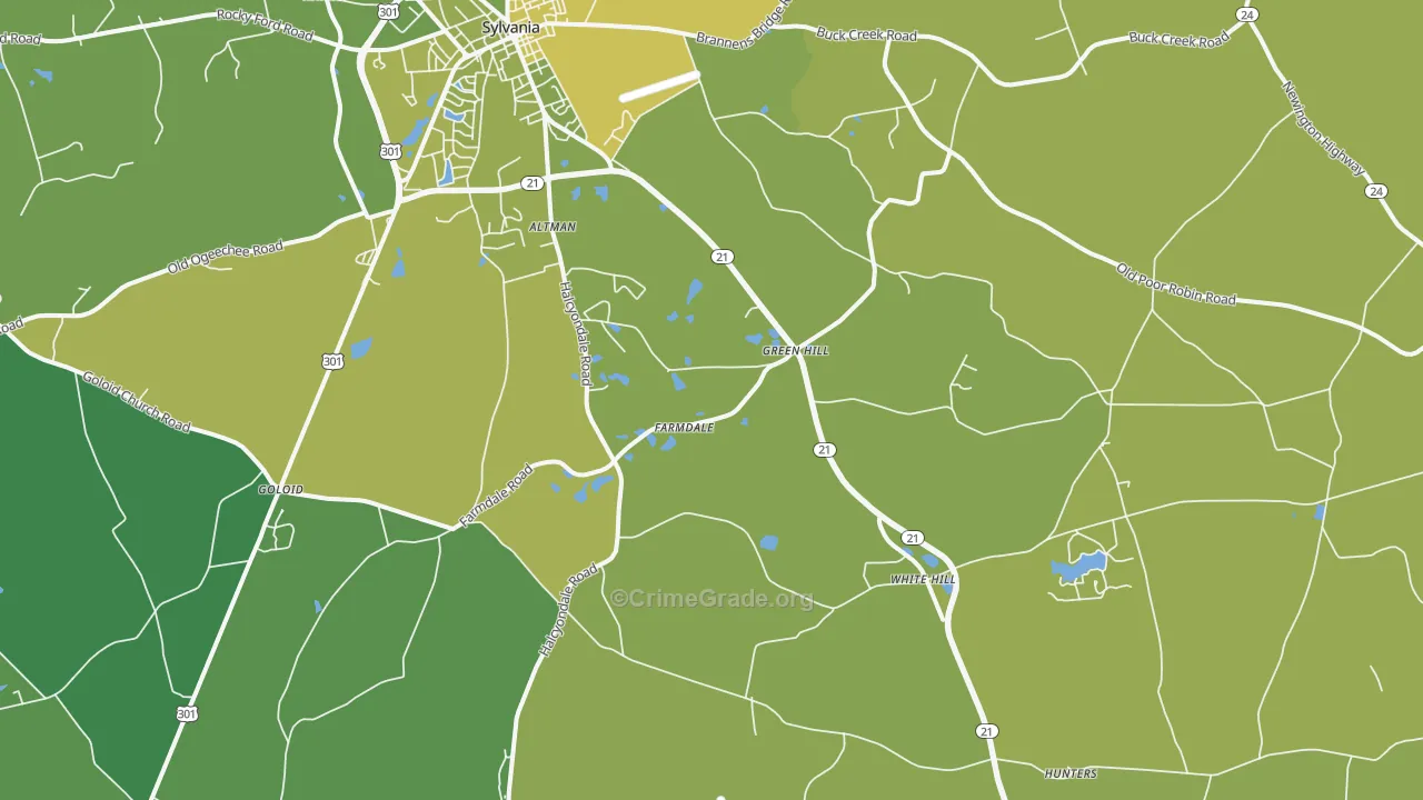 Farmdale, GA Map of Theft Rates