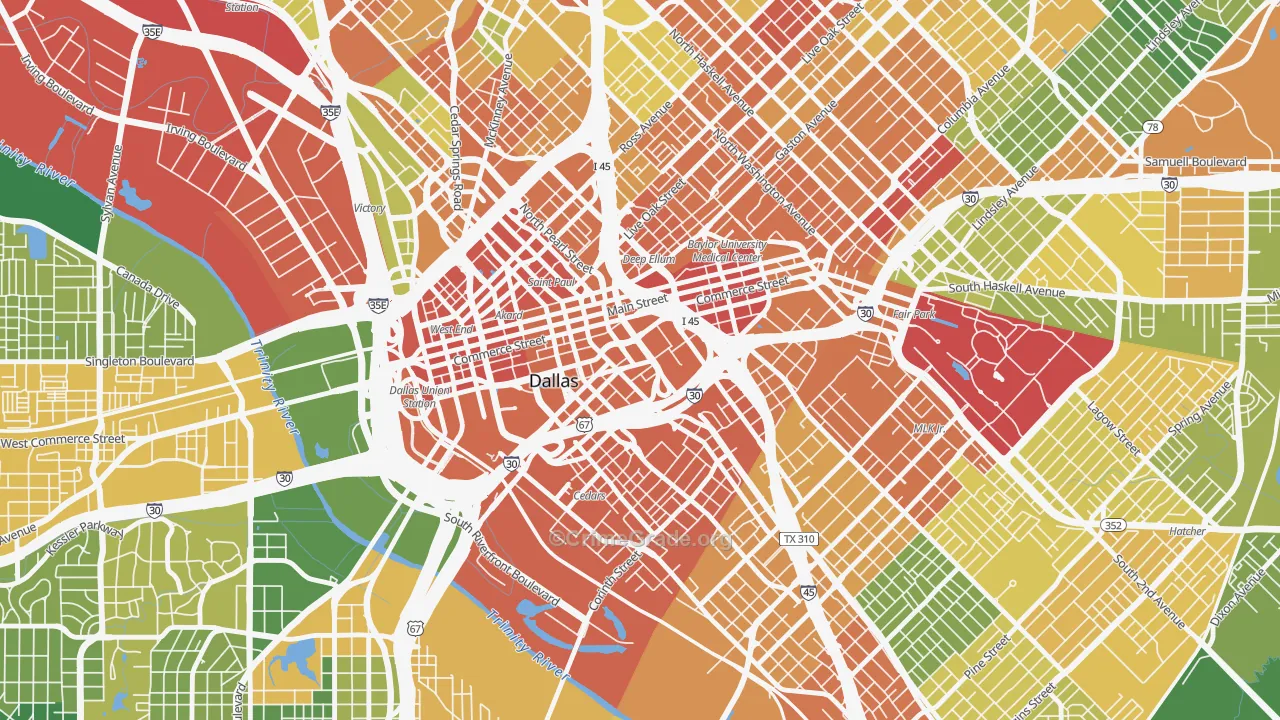 Farmers Market District, Dallas, TX Map of Theft Rates