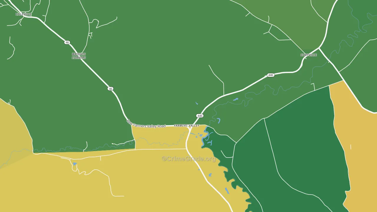 Farmers Valley, PA Map of Theft Rates