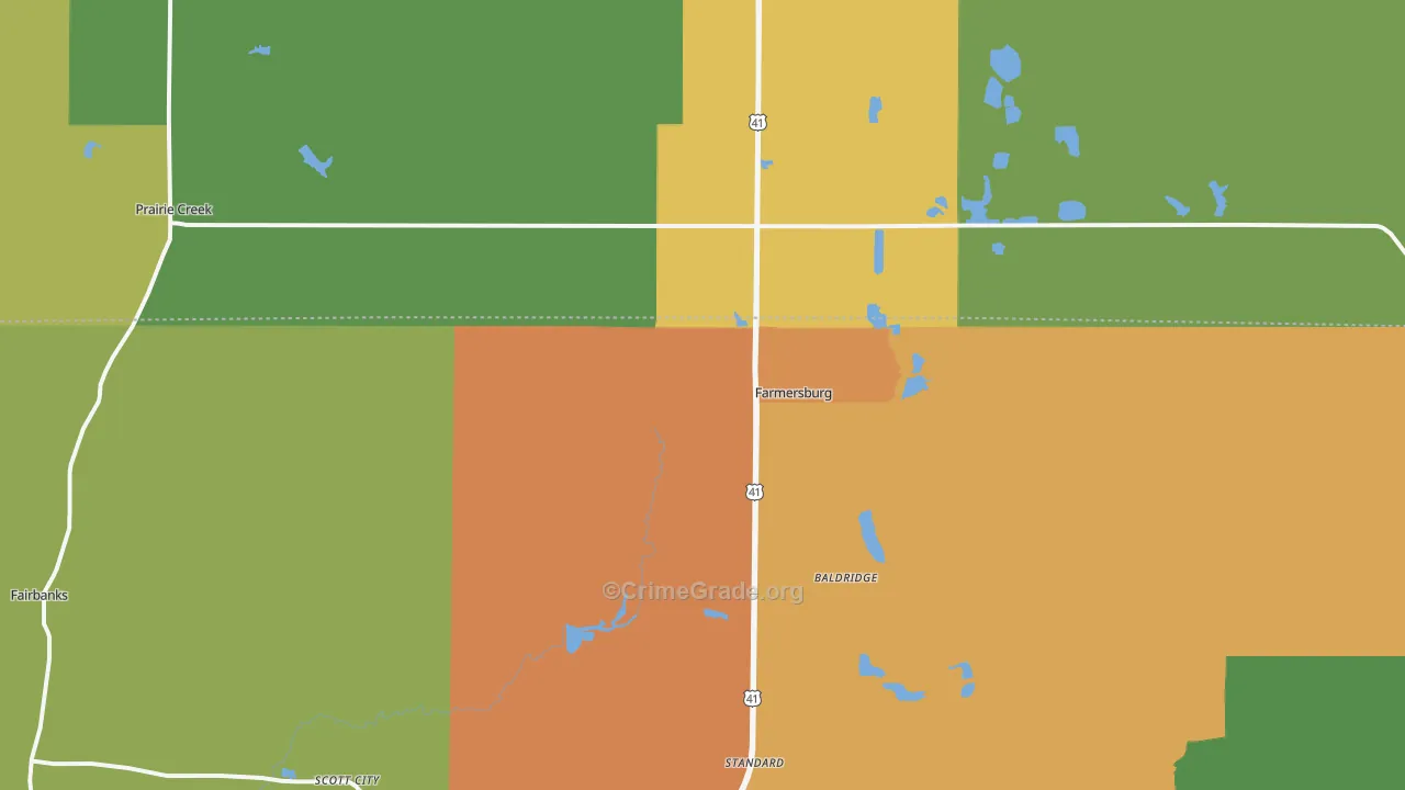 Farmersburg, IN Map of Theft Rates