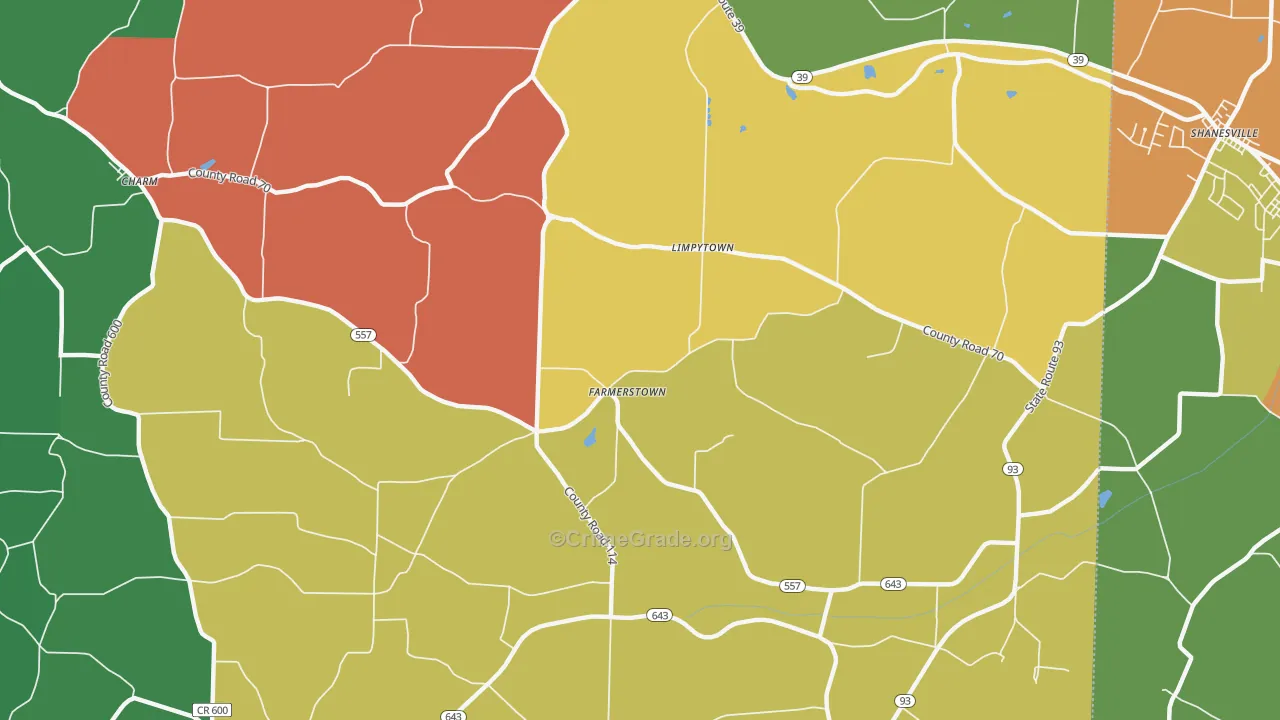 Farmerstown, OH Map of Theft Rates