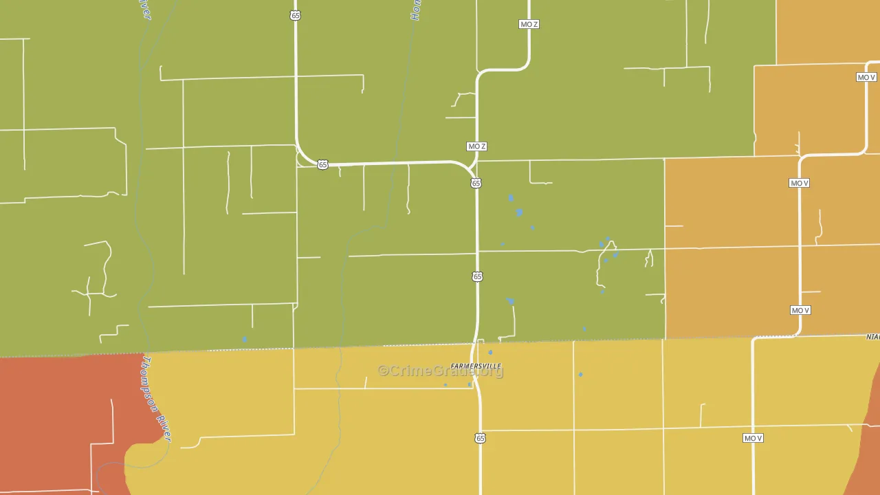 Farmersville, MO Map of Theft Rates