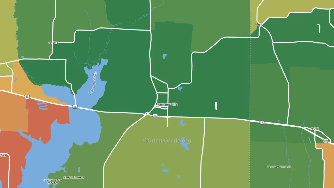 Farmersville, TX Map of Theft Rates
