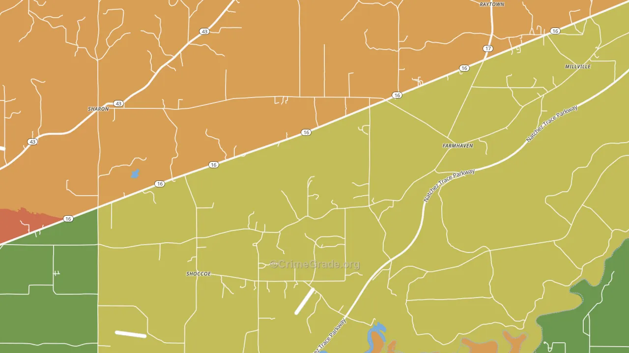 Farmhaven, MS Map of Theft Rates