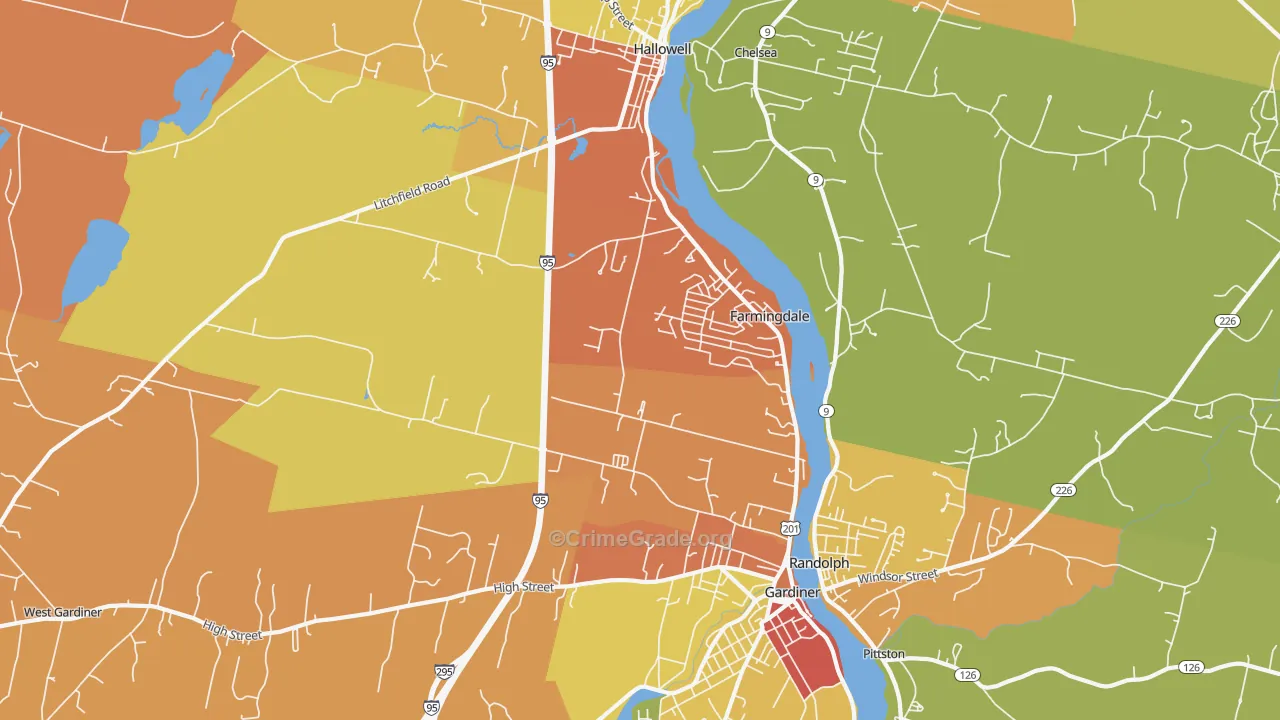 Farmingdale, ME Map of Theft Rates
