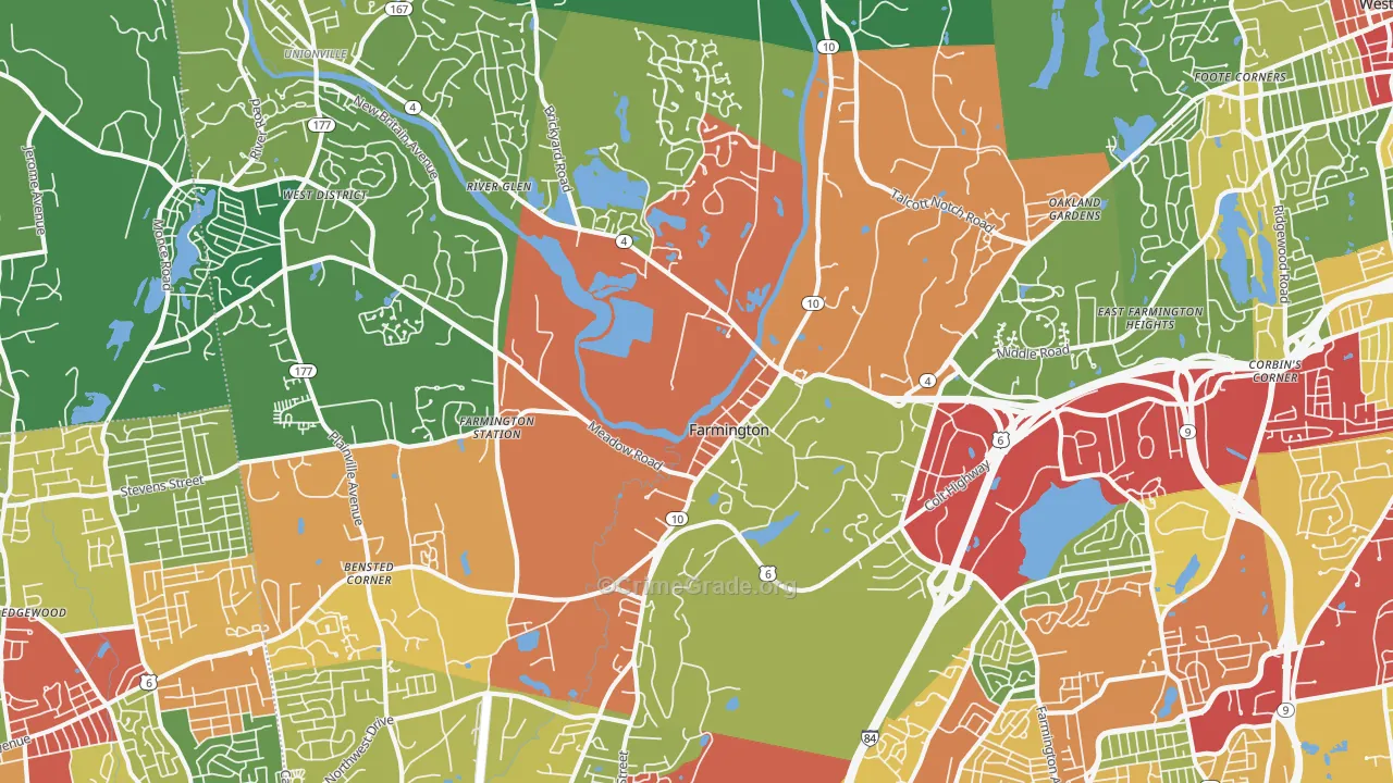 Farmington, CT Map of Theft Rates