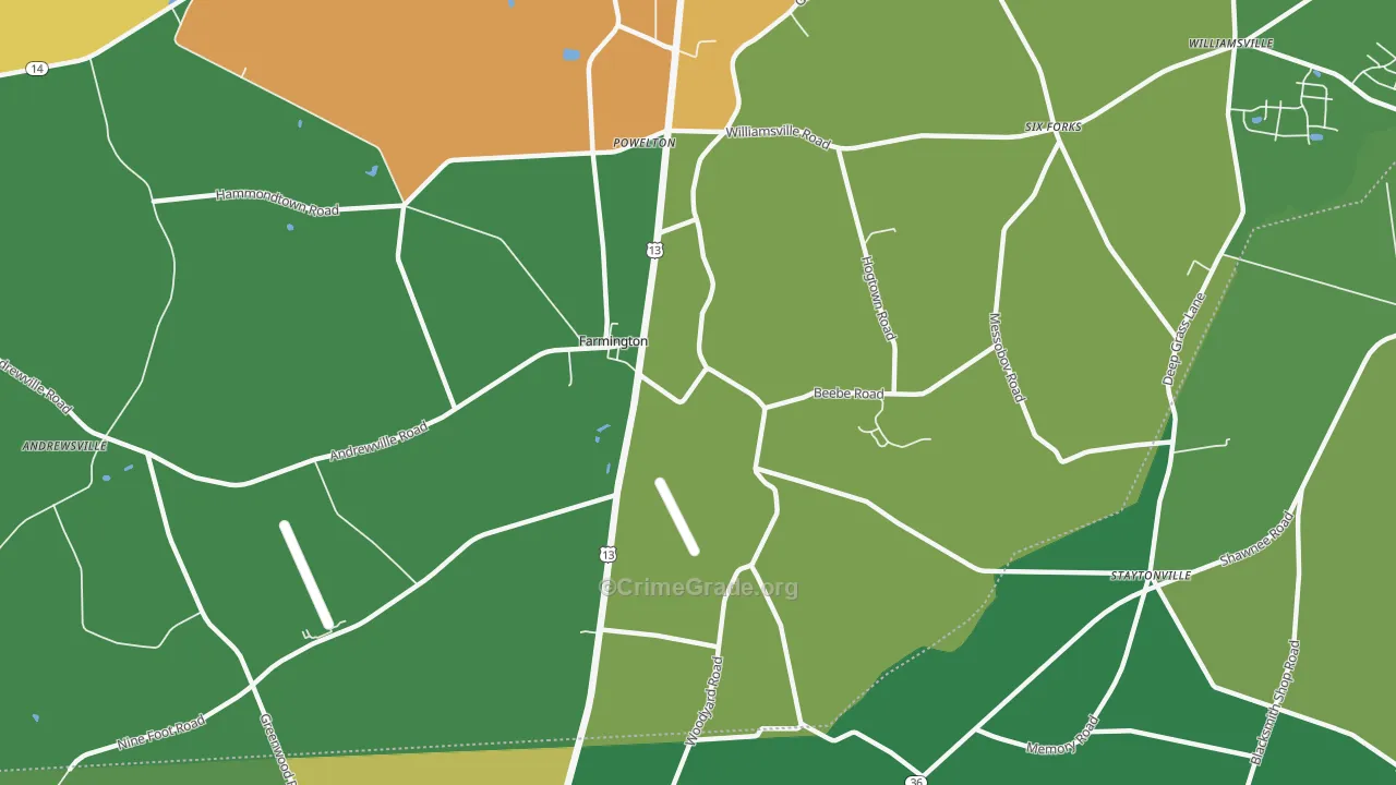 Farmington, DE Map of Theft Rates