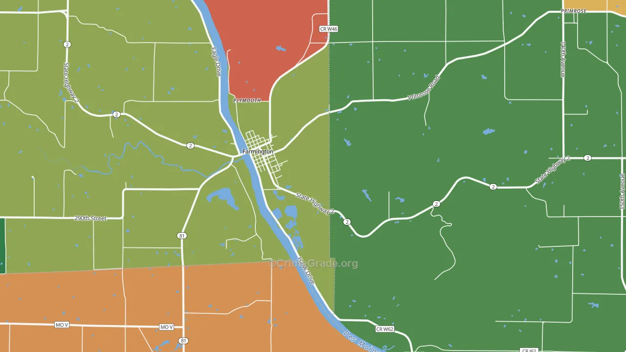 Farmington, IA Map of Theft Rates