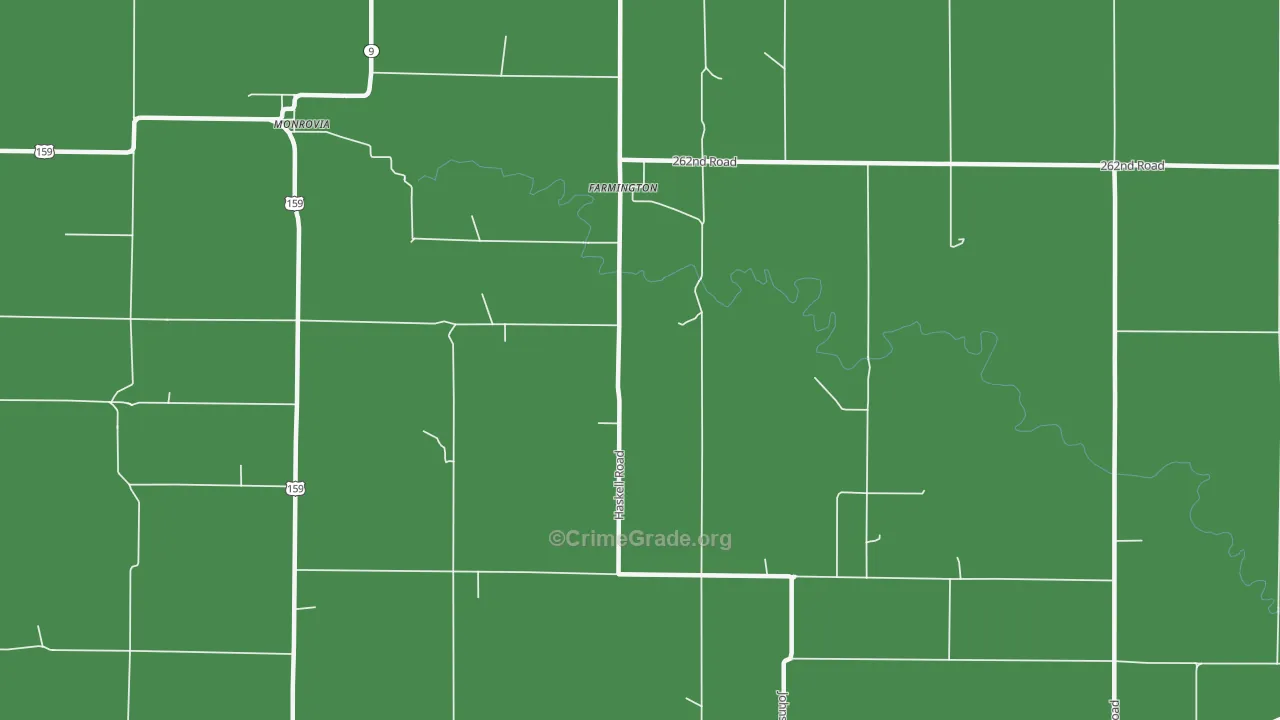 Farmington, KS Map of Theft Rates