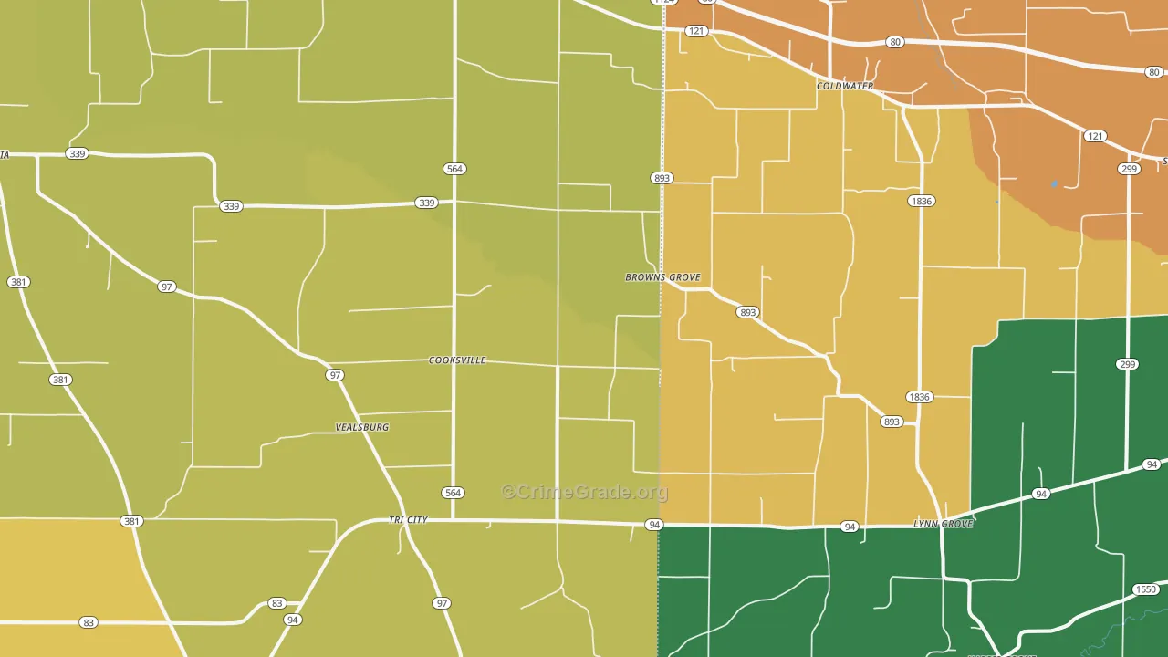 Farmington, KY Map of Theft Rates