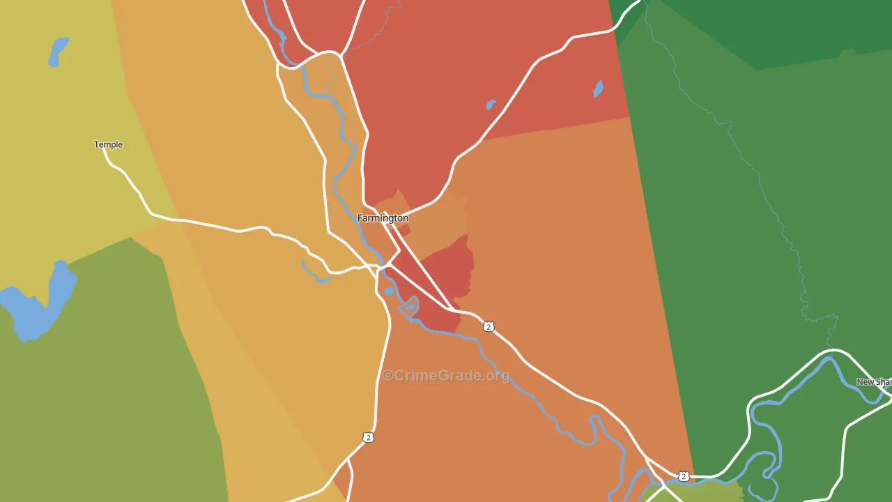 Farmington, ME Map of Theft Rates