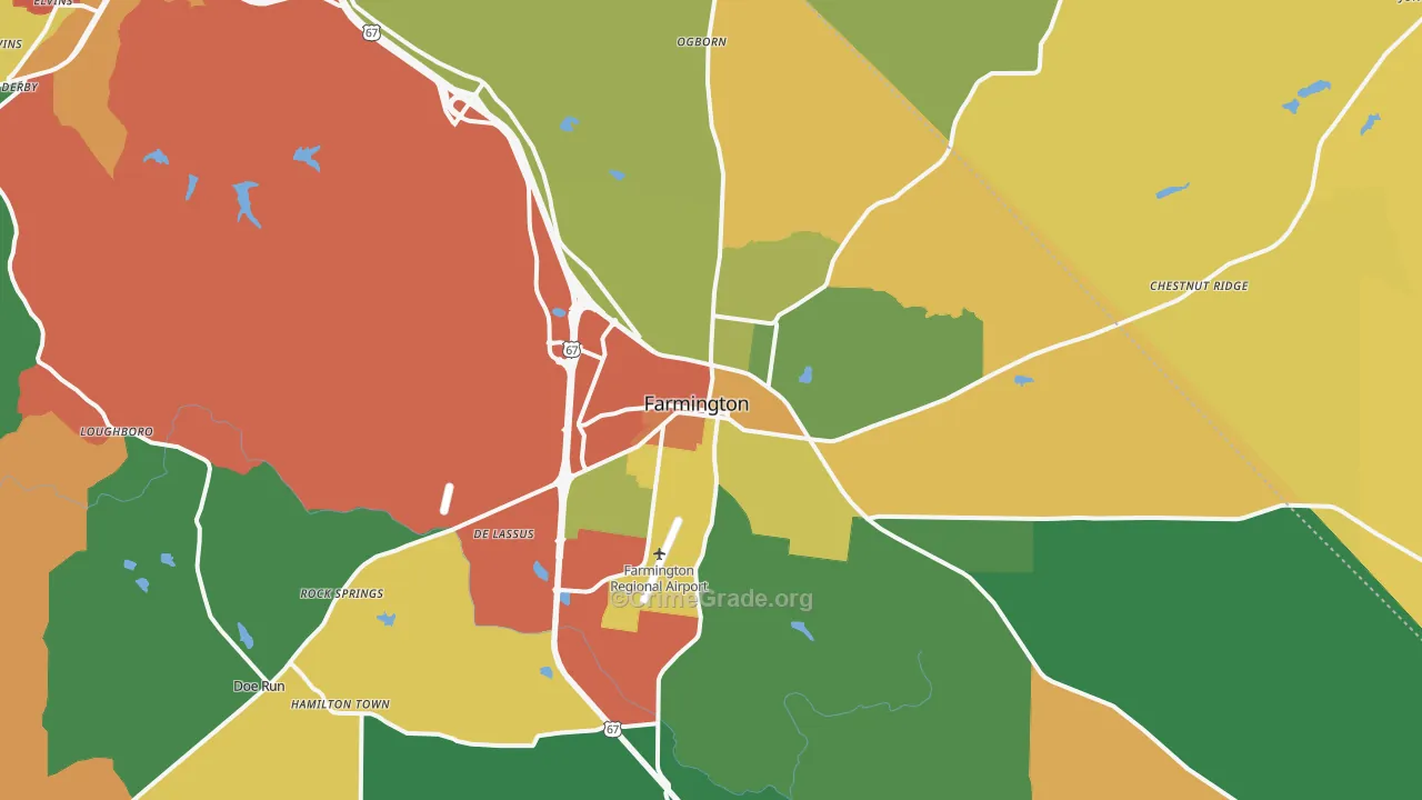 Farmington, MO Map of Theft Rates