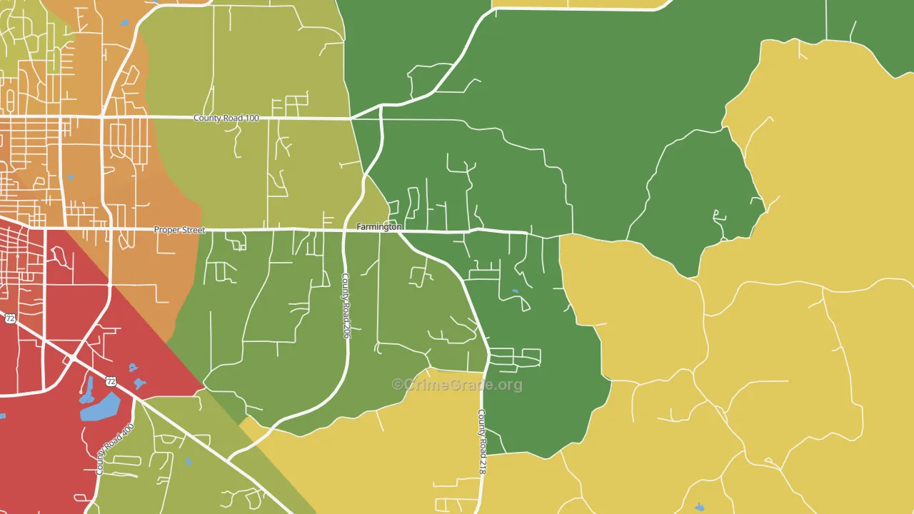 Farmington, MS Map of Theft Rates