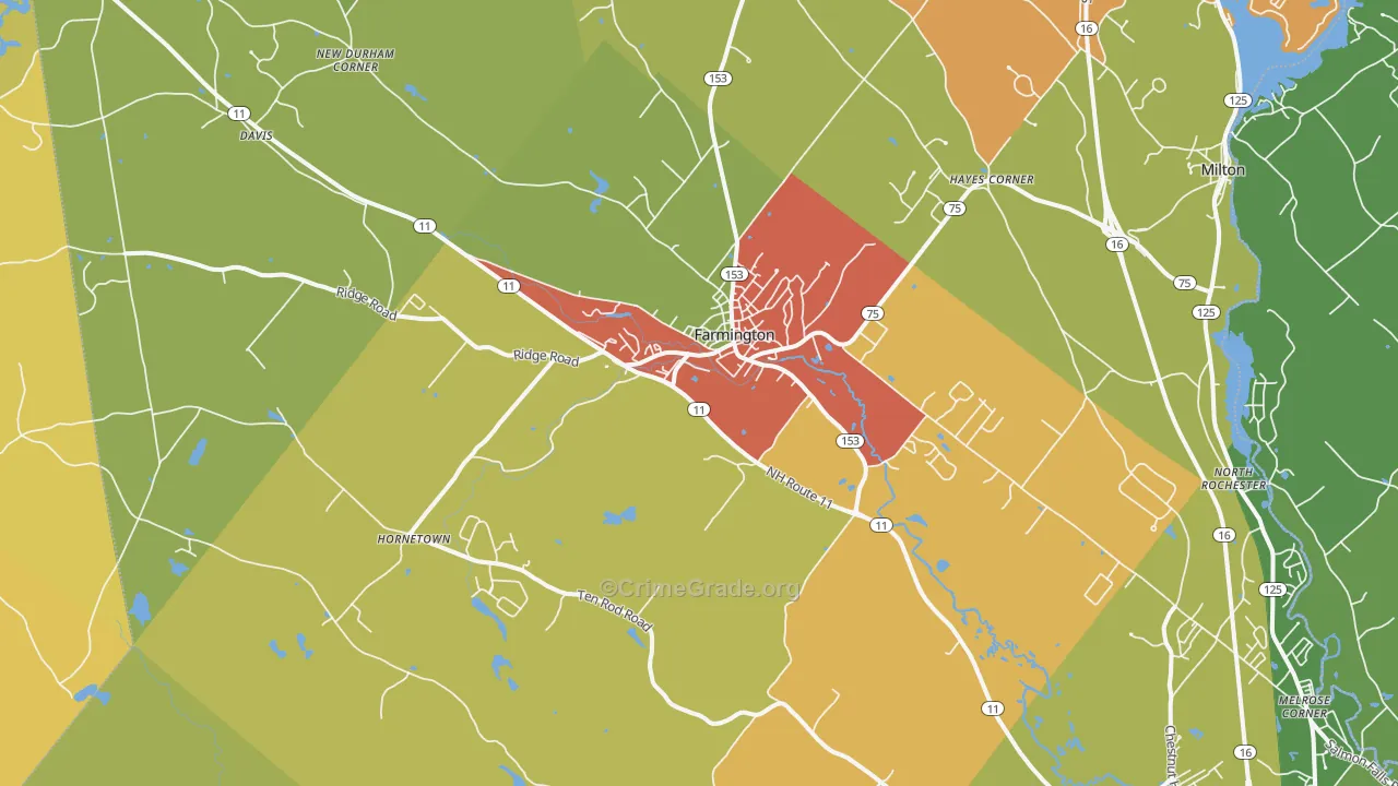 Farmington, NH Map of Theft Rates